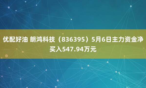 优配好油 朗鸿科技（836395）5月6日主力资金净买入547.94万元